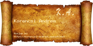 Korencsi Andrea névjegykártya